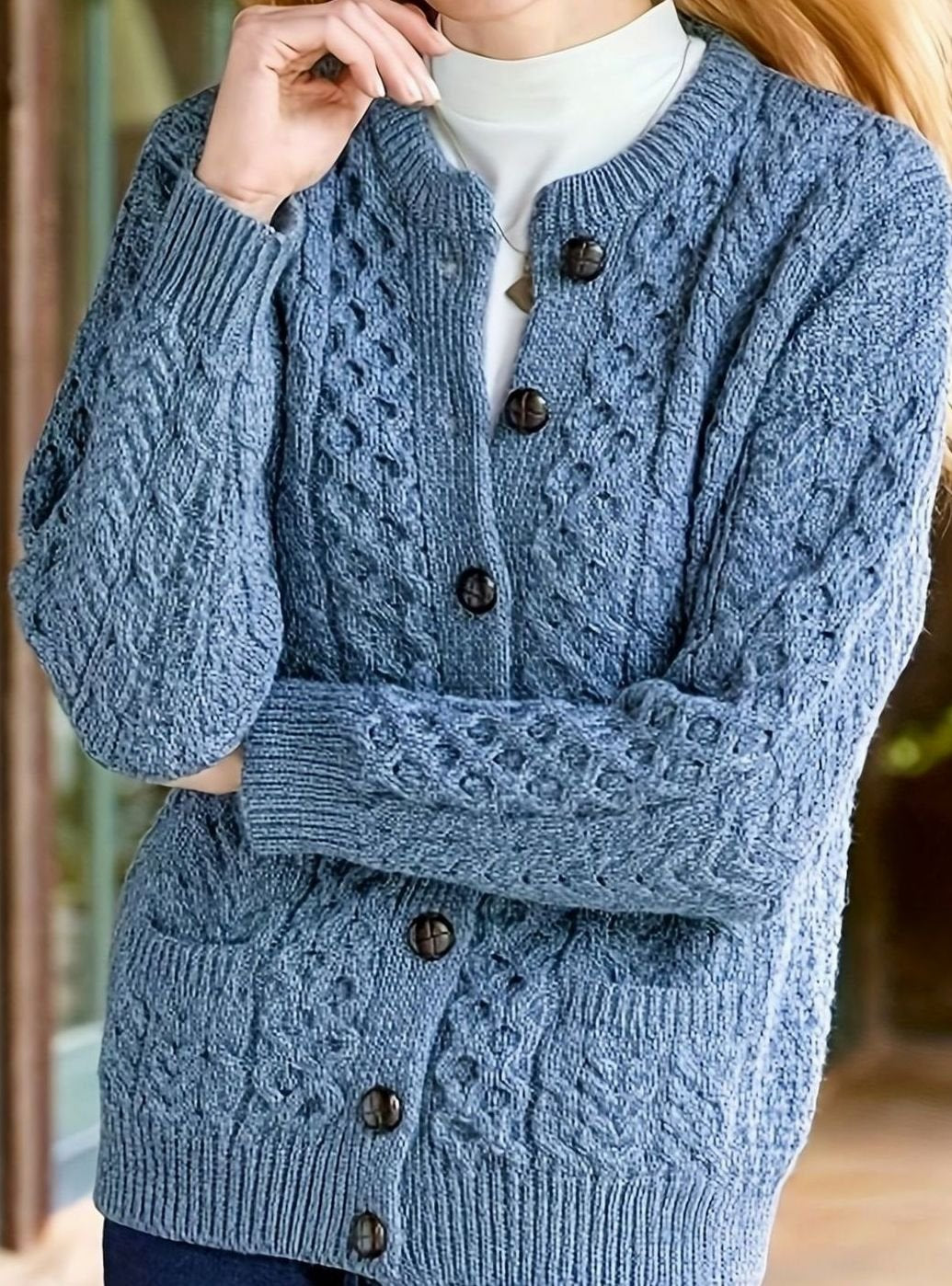 Aurélie - Cardigan Élégant Torsadé à Poches