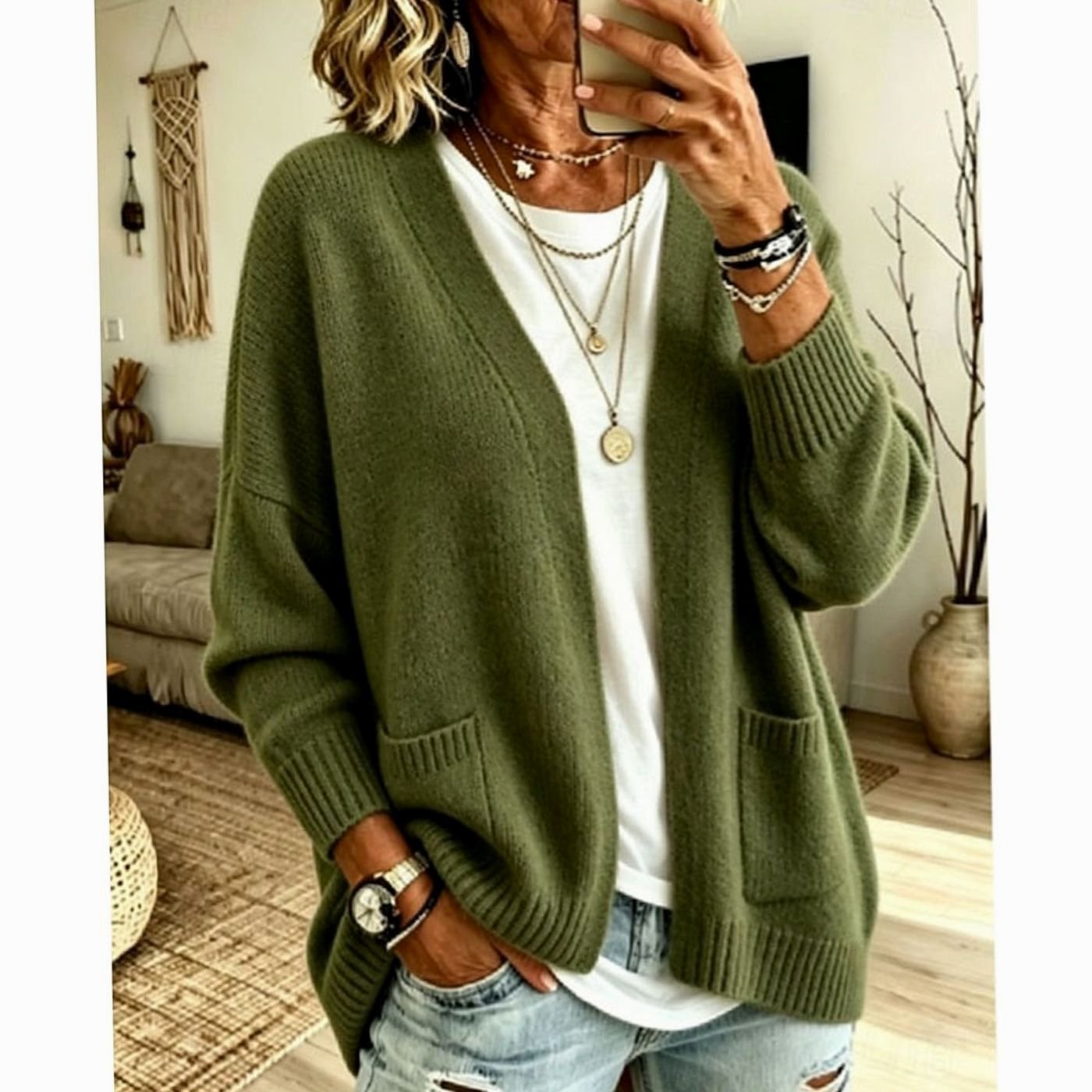 Isabelle - Cardigan Élégant Oversize à Poches