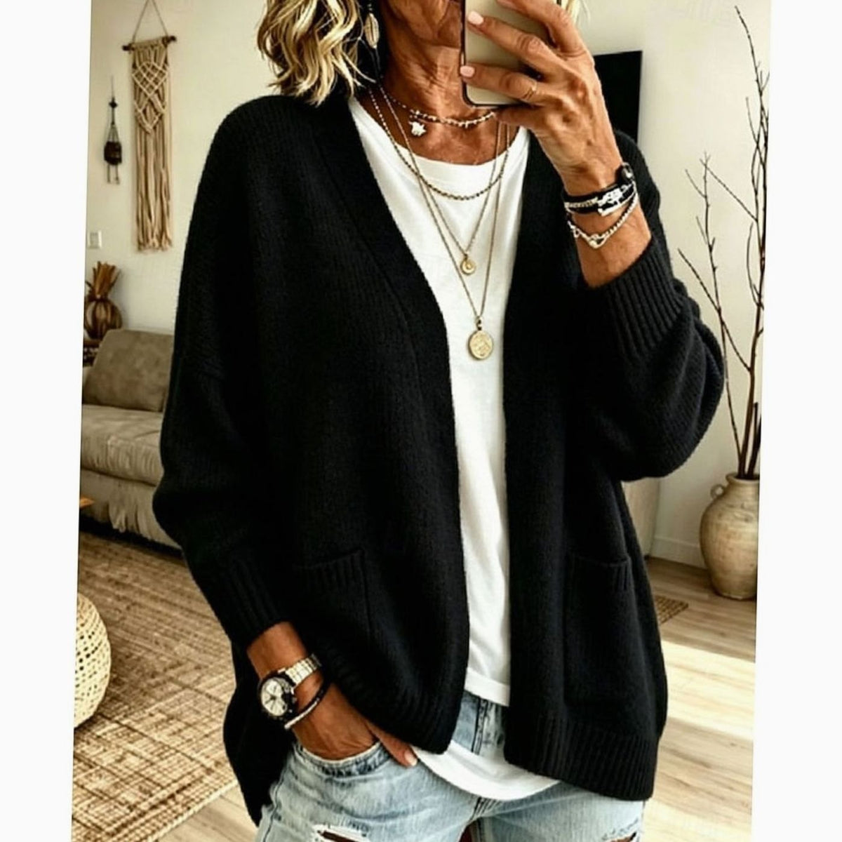 Isabelle - Cardigan Élégant Oversize à Poches