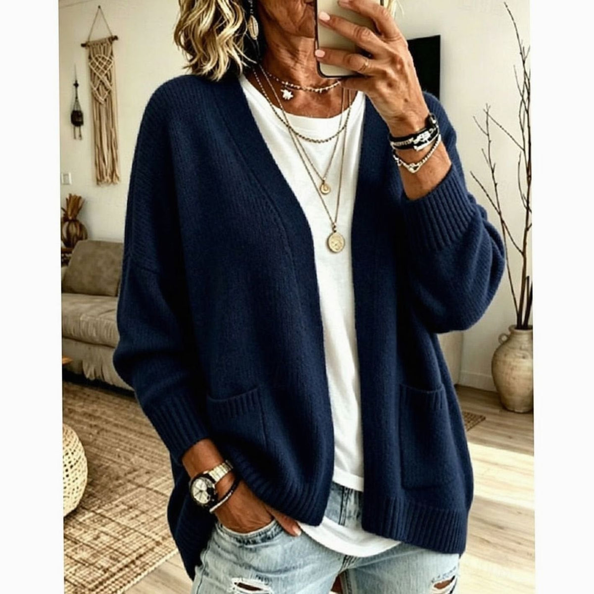 Isabelle - Cardigan Élégant Oversize à Poches