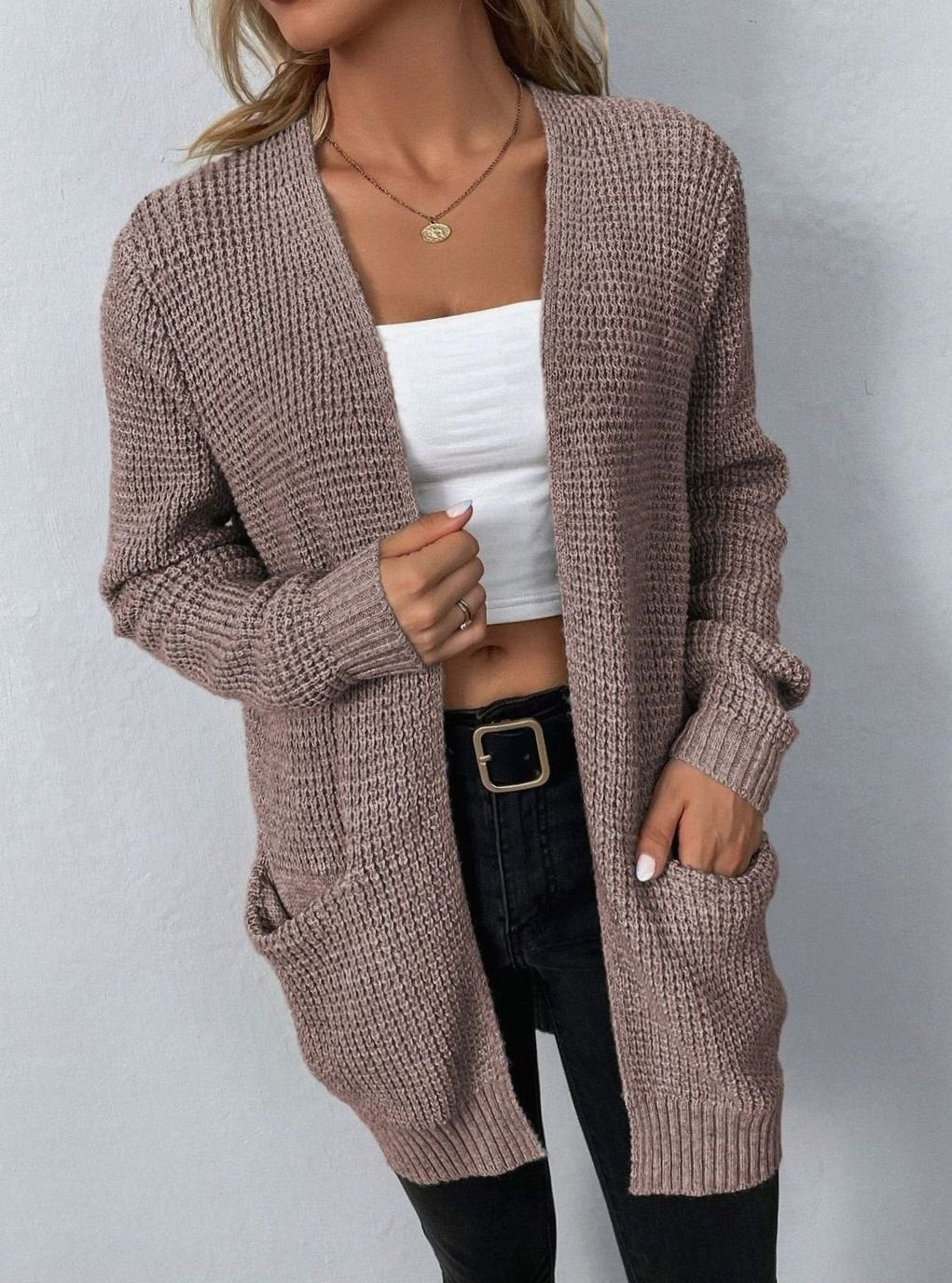 Camille - Cardigan Élégant Grosse Maille Long