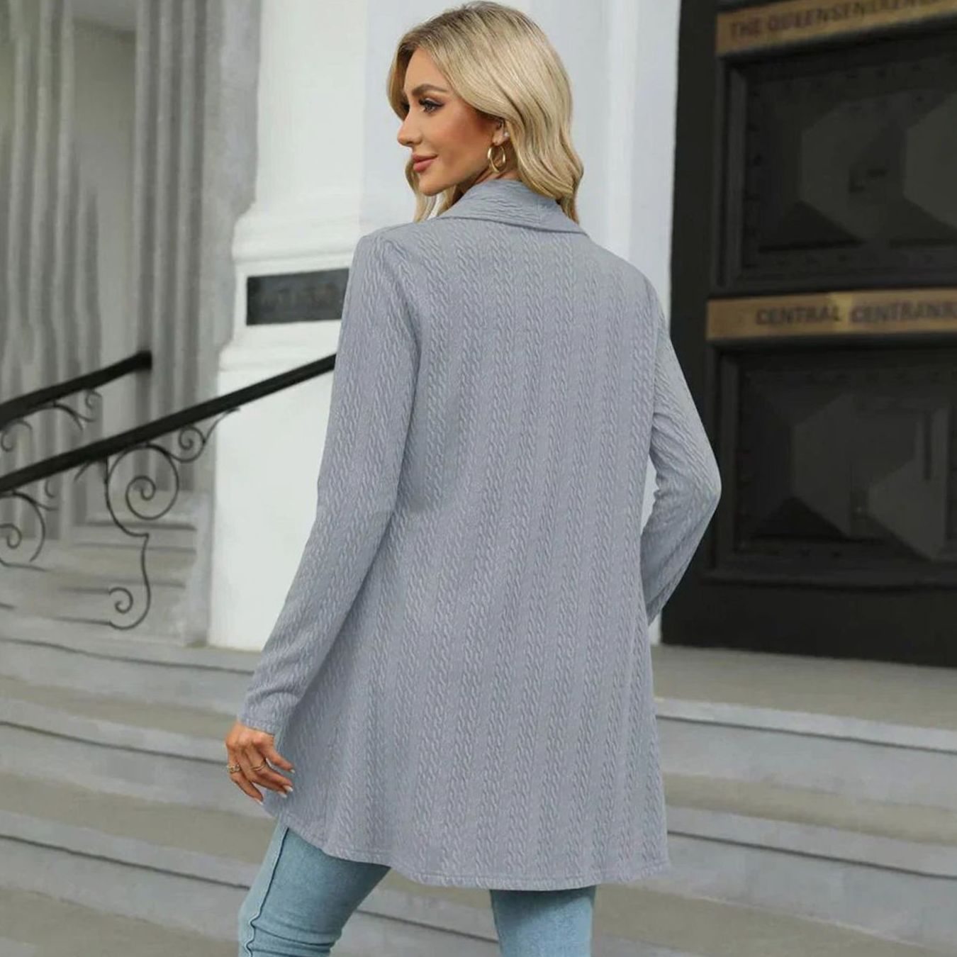 Sylvie - Cardigan Élégant Texturé Long