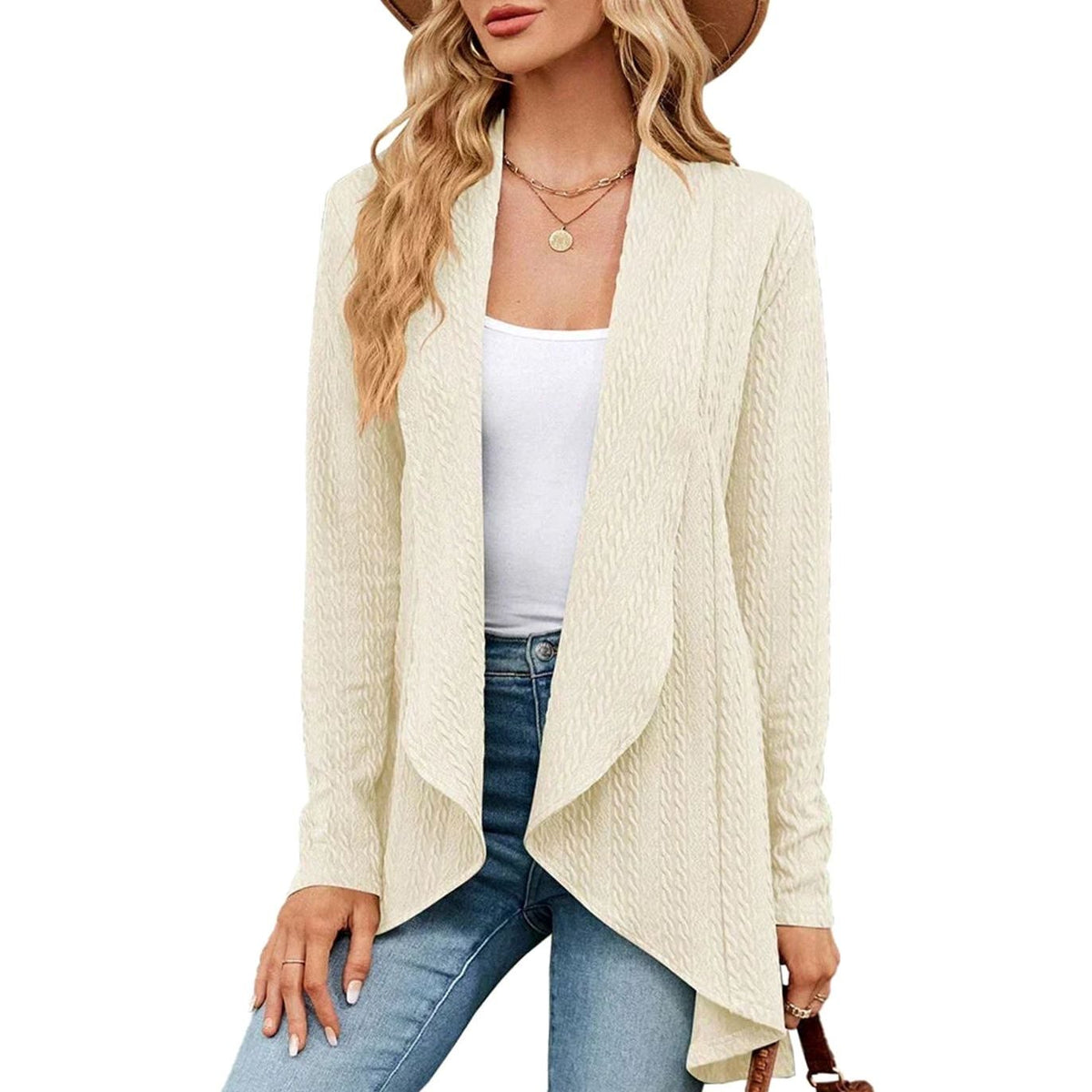 Sylvie - Cardigan Élégant Texturé Long
