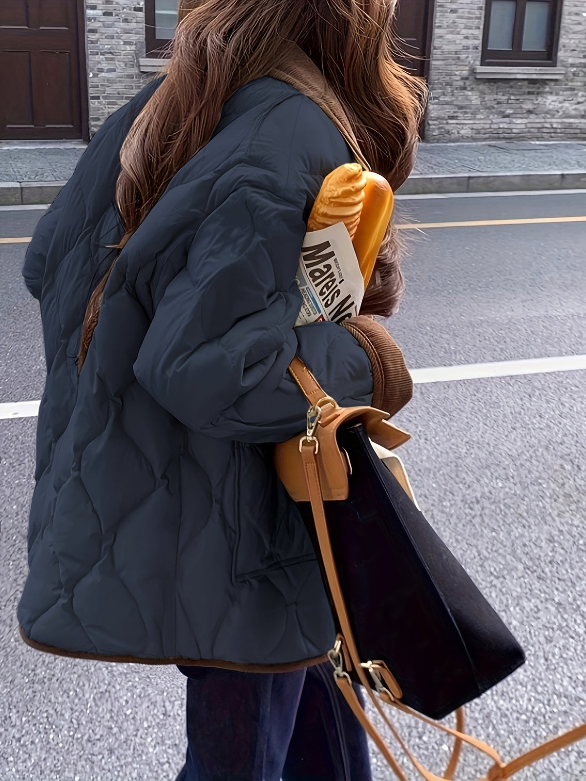 Sandrine - Doudoune Élégante Oversize Col Velours