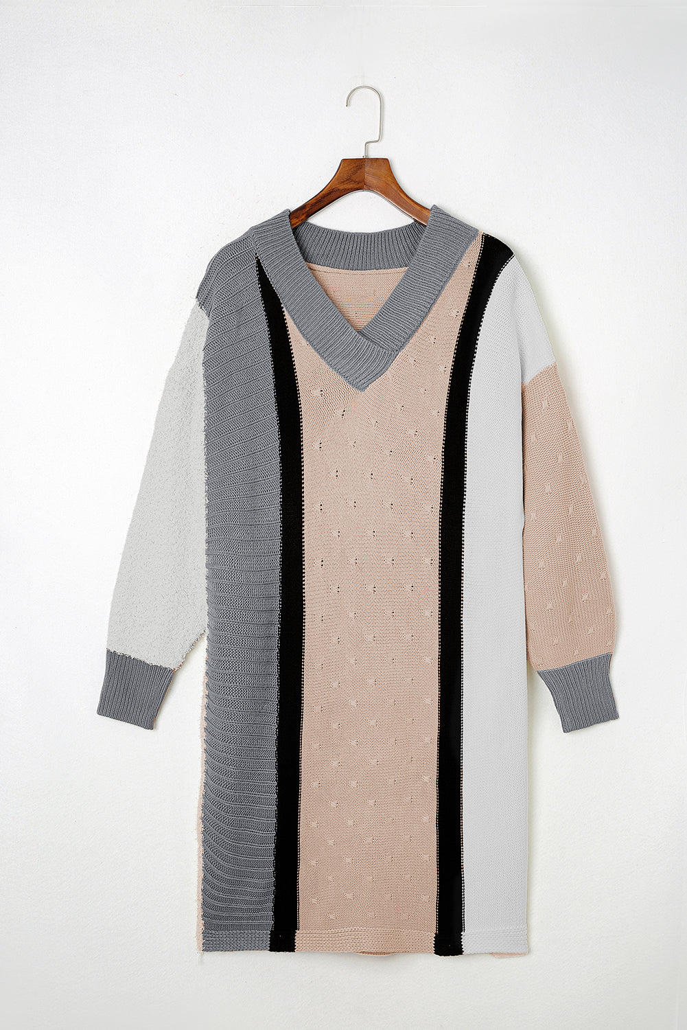 Laurence - Robe pull oversize - Bouclé, Blocs de couleurs, Femme