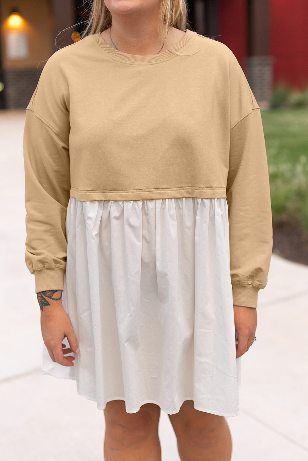 Hélène - Robe mini grande taille - Patchwork, Volants, Femme
