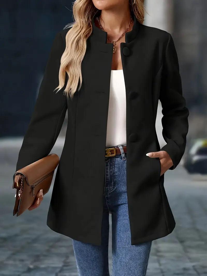 Isabelle - Veste Élégante Boutonnée Col Montant