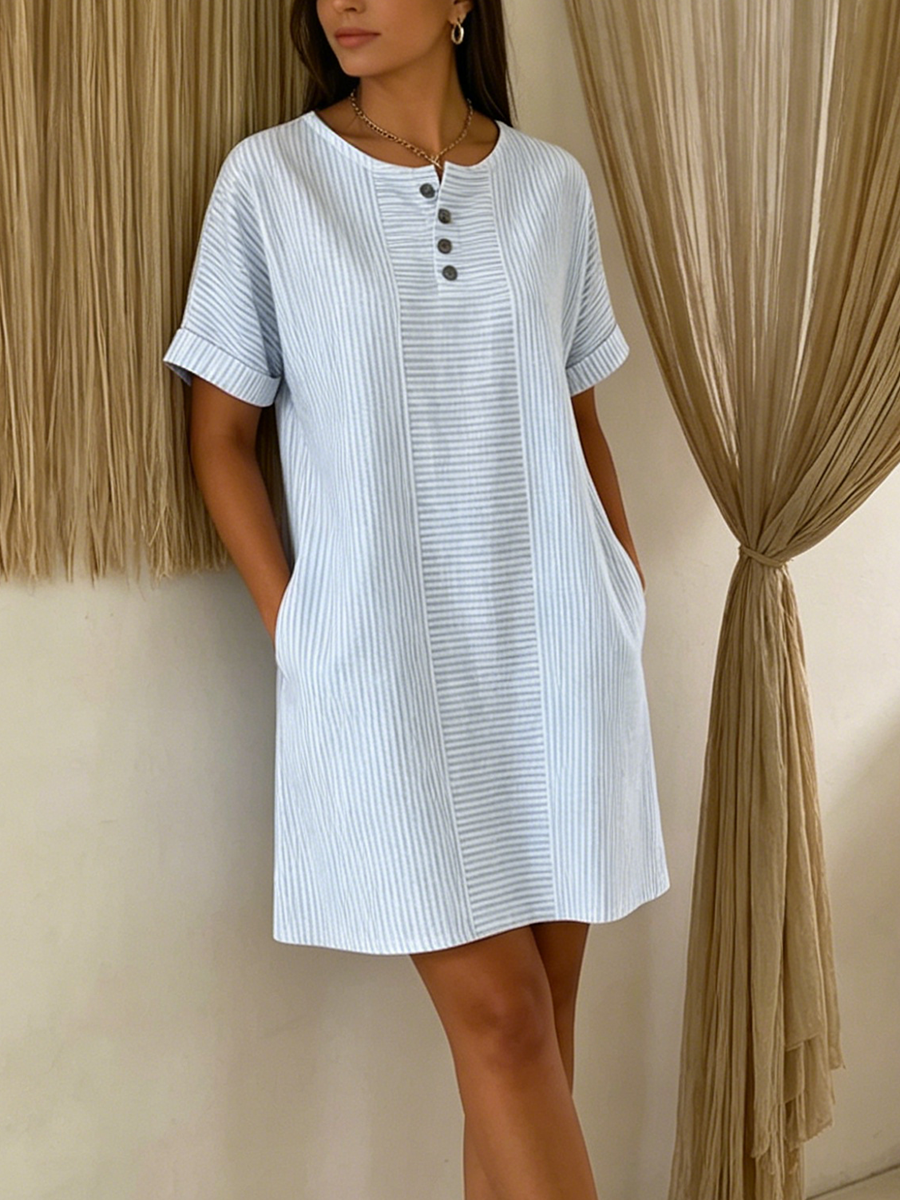 Ludivine - Robe en Lin Rayée Chic Femme