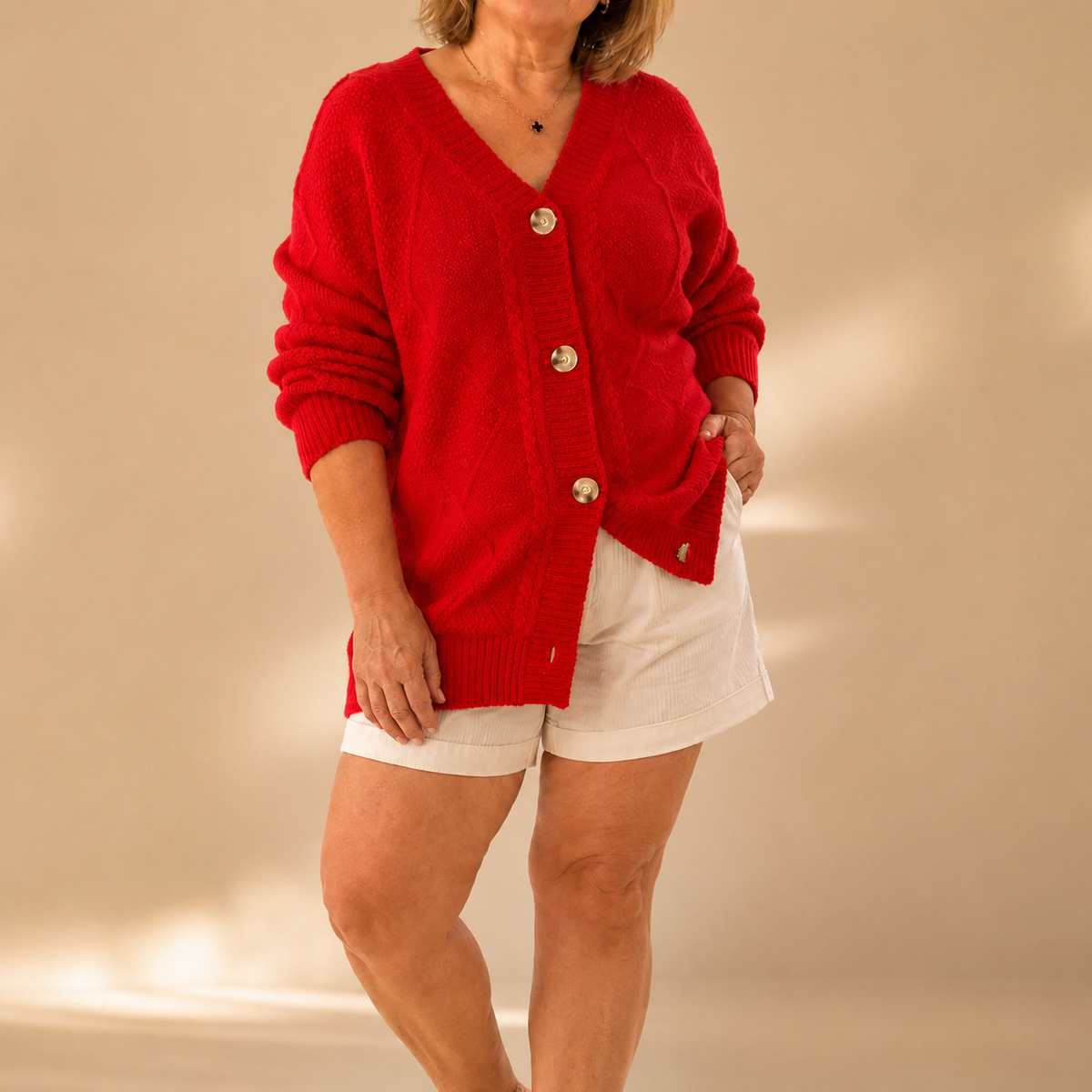 Marguerite - Cardigan Élégant Court Maille Douce