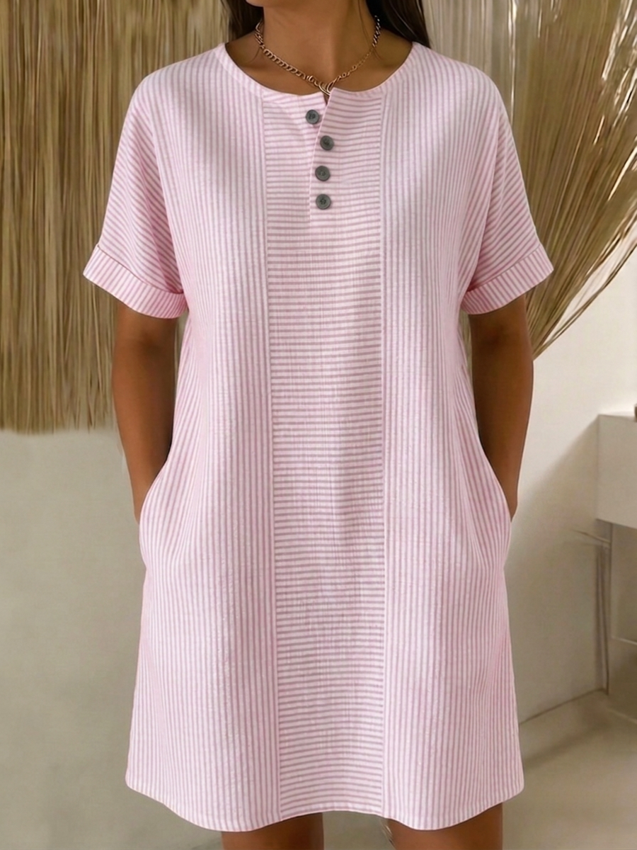 Ludivine - Robe en Lin Rayée Chic Femme