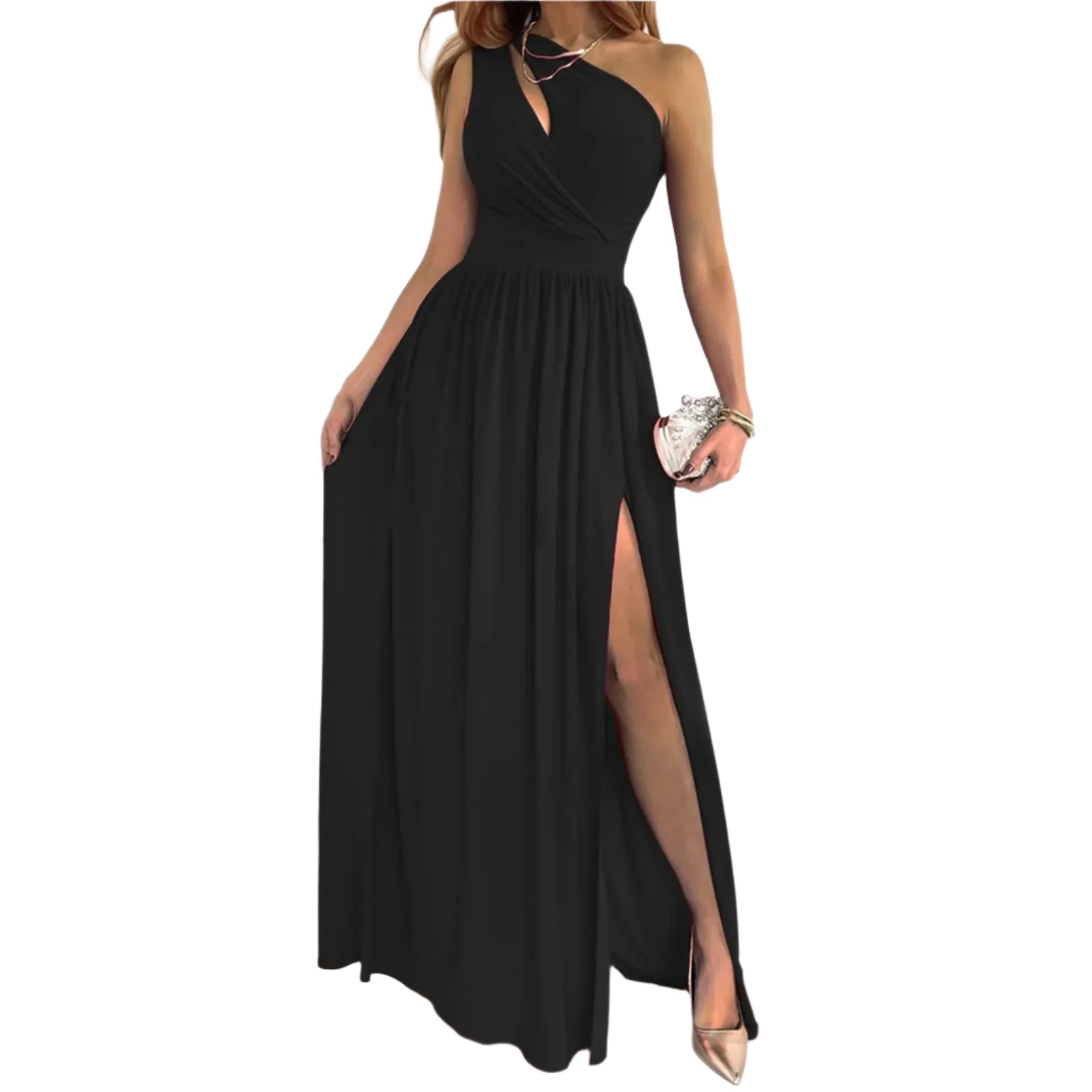 Émeline - Robe asymétrique - Fente, Coupe fluide - Femme