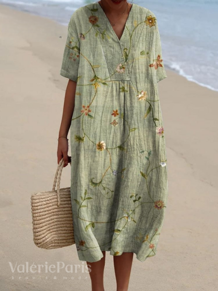 Pascale - Robe en coton - Respirant, Imprimé floral raffiné - Femme