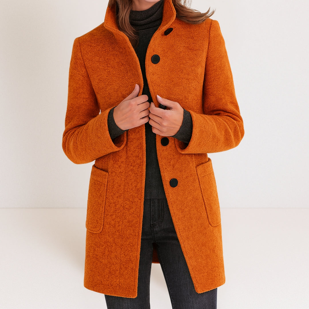 Estelle | Manteau Élégant Laine Col Montant