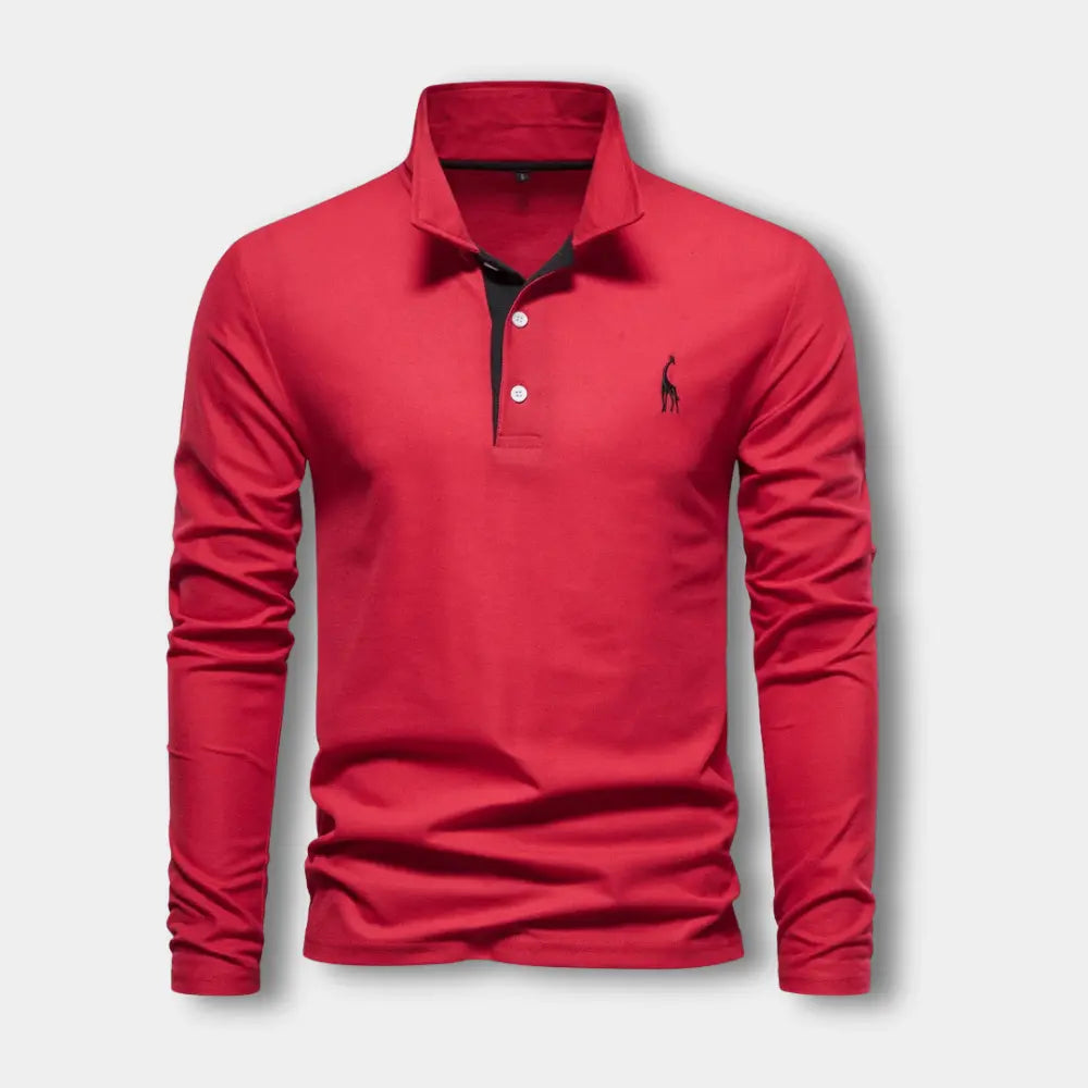 Laurent - Polo Homme Manches Longues Col Contrasté