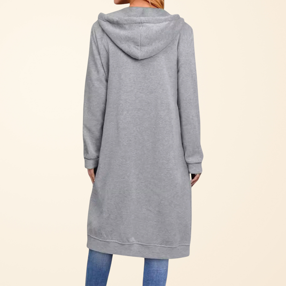Camille - Cardigan Élégant Zippé Oversize à Capuche