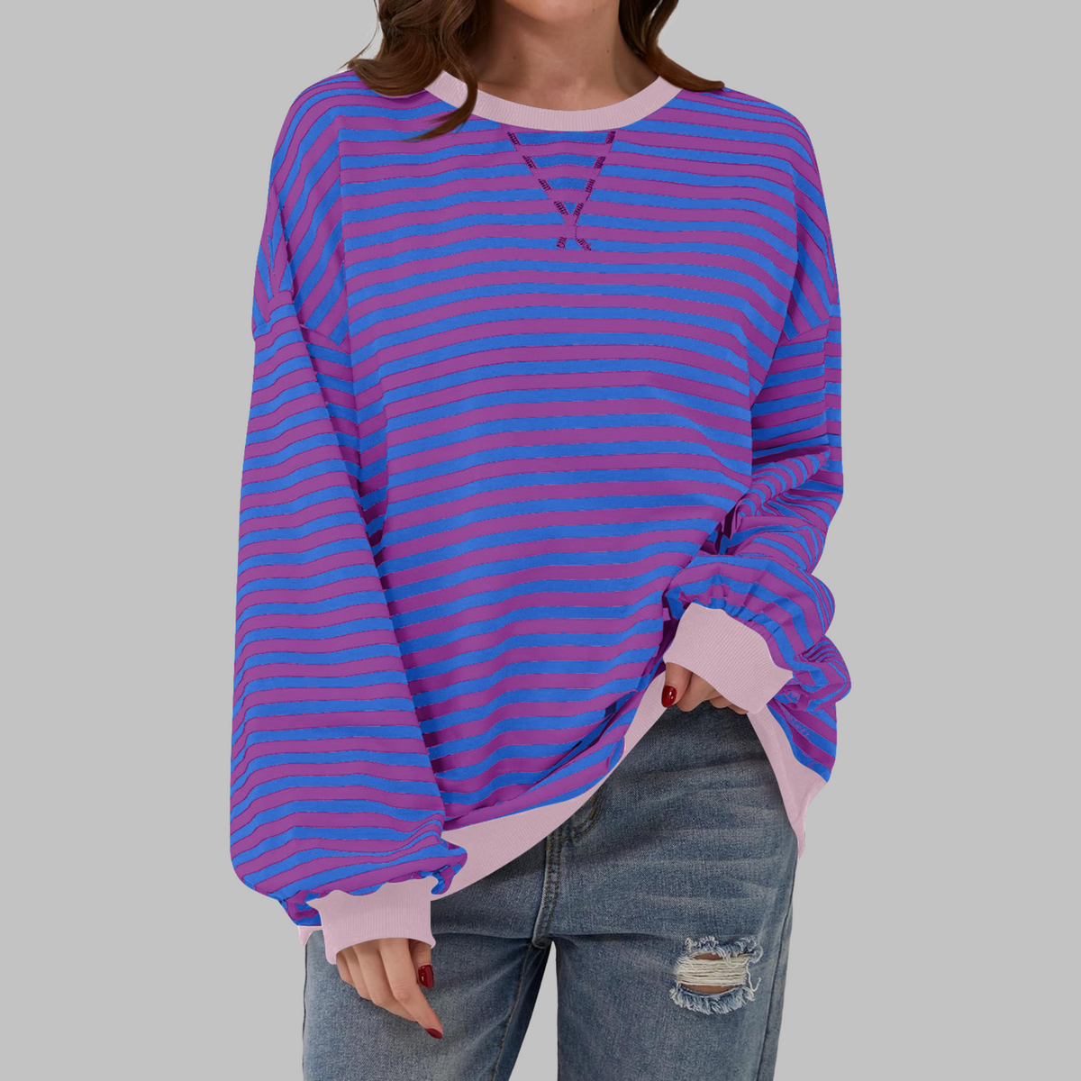Julien - Sweatshirt Élégant Rayé Col Rond