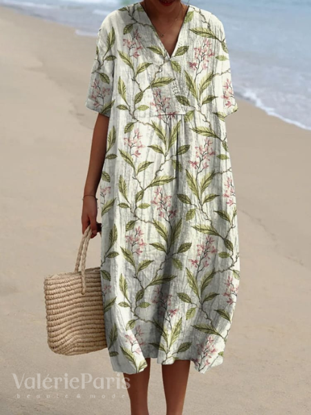 Pascale - Robe en coton - Respirant, Imprimé floral raffiné - Femme