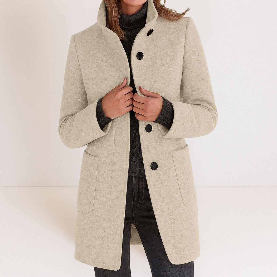 Estelle | Manteau Élégant Laine Col Montant