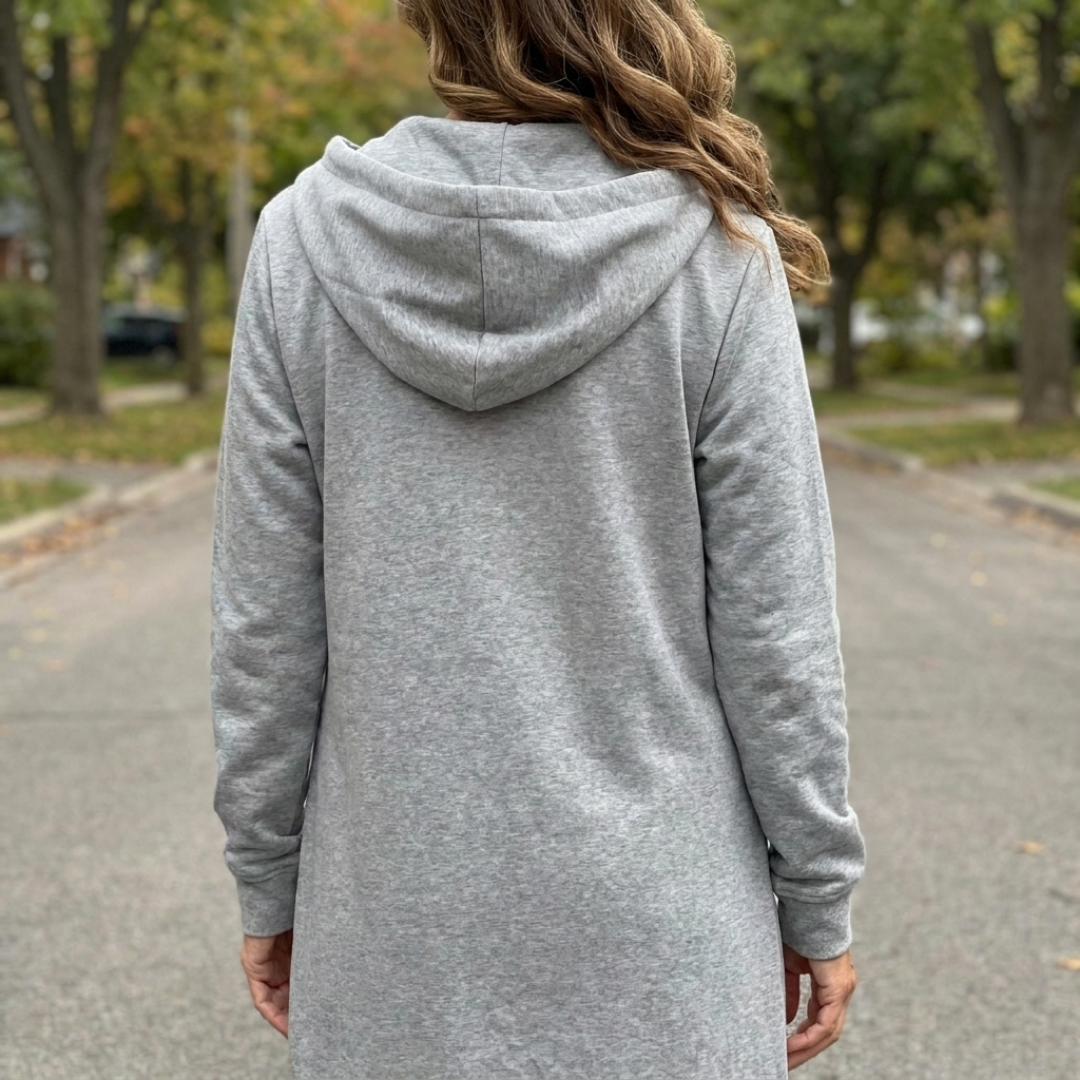 Camille - Cardigan Élégant Zippé Oversize à Capuche