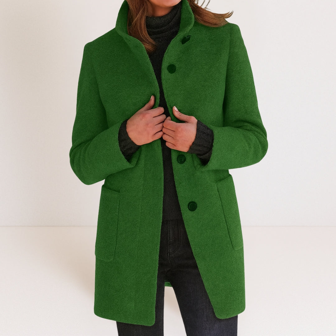 Estelle | Manteau Élégant Laine Col Montant