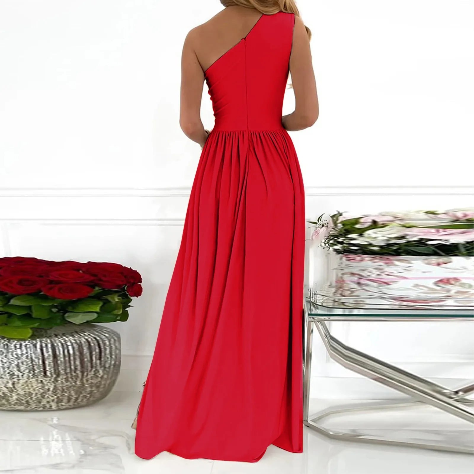Émeline - Robe asymétrique - Fente, Coupe fluide - Femme