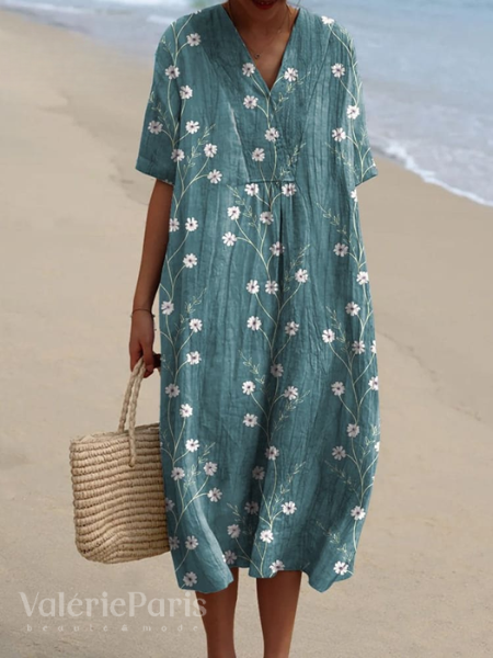 Pascale - Robe en coton - Respirant, Imprimé floral raffiné - Femme