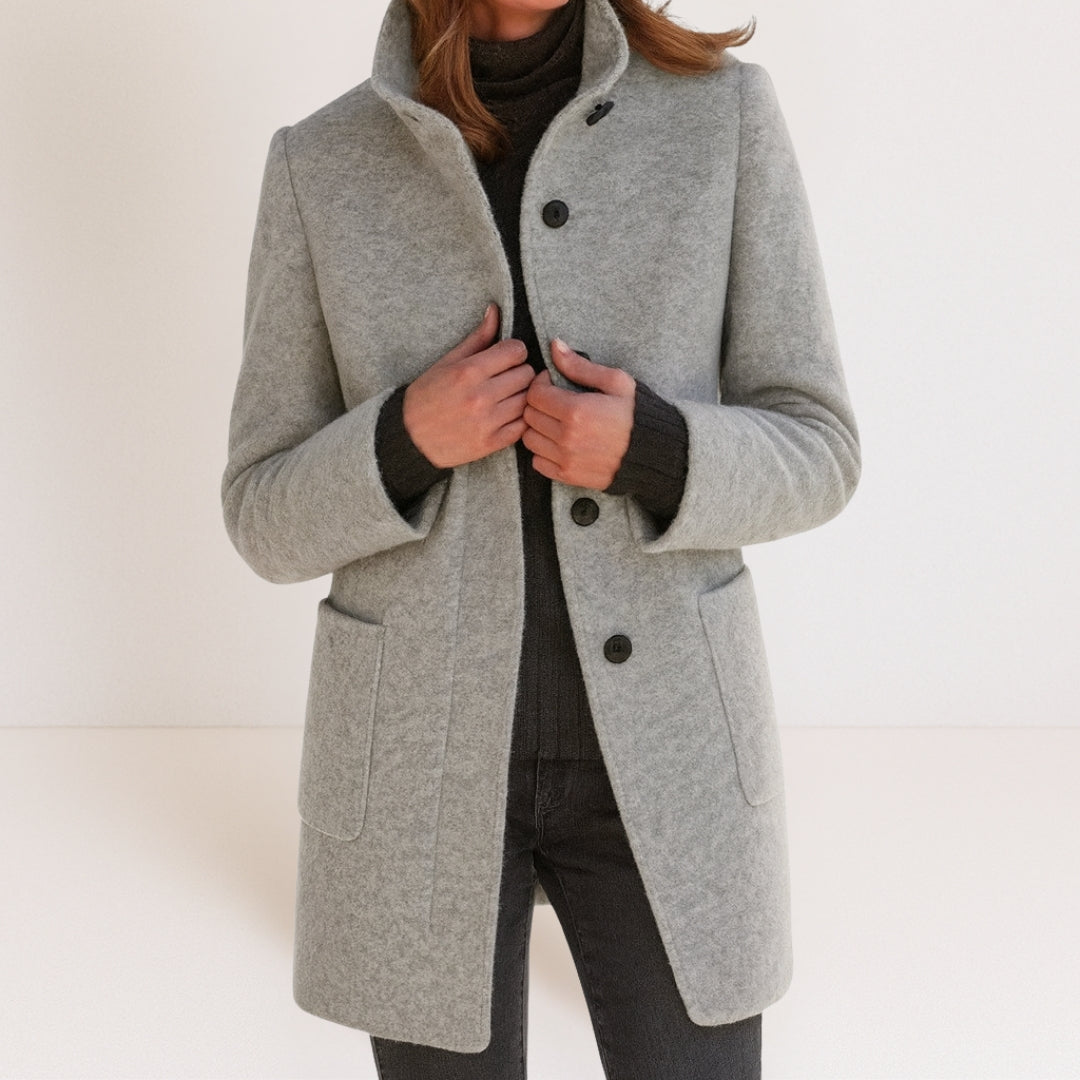 Estelle | Manteau Élégant Laine Col Montant