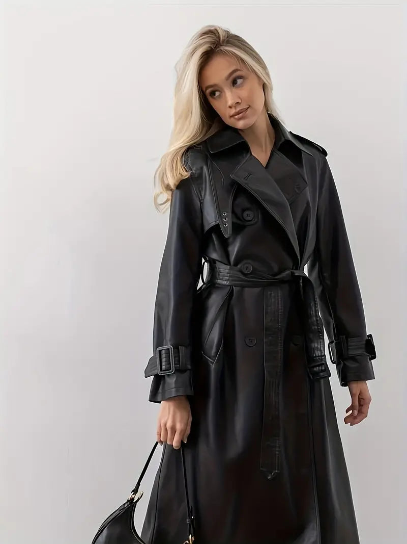 Marie | Trench Élégant Cuir Classique