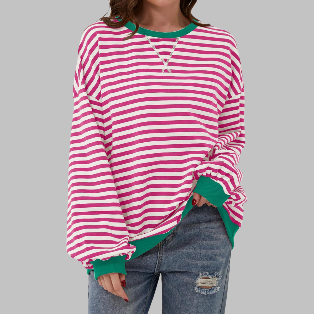 Julien - Sweatshirt Élégant Rayé Col Rond