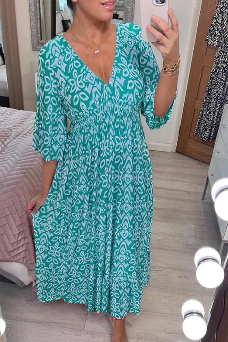 Zéphyrine - Robe maxi - Col en V, Jupe fluide, Allure estivale - Femme