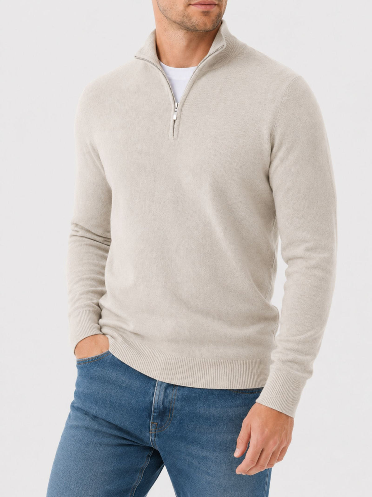 Julien - Pull Élégant Col Montant Zippé