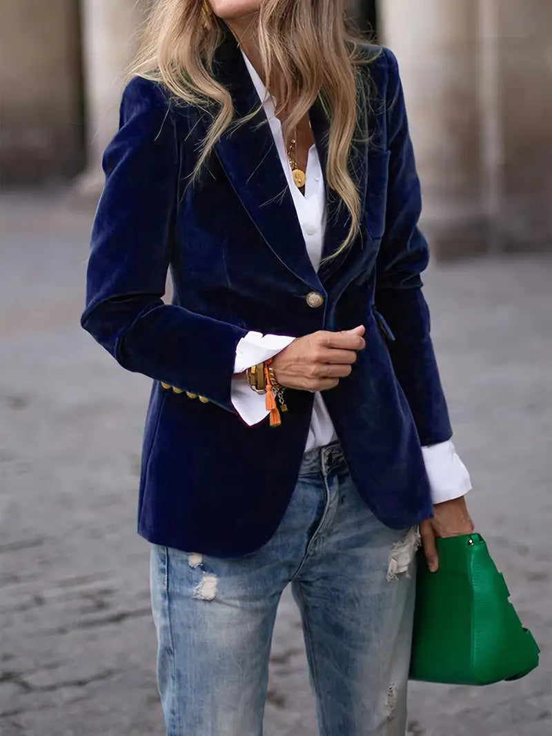 Isabelle - Blazer Élégant Velours Boutons