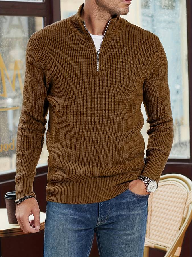 Michel - Pull Élégant Col Montant Grosse Maille