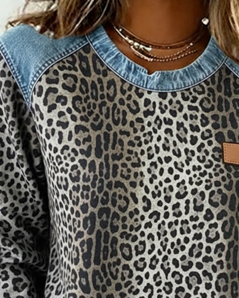 Karine - Pull Chic Léopard Patchwork