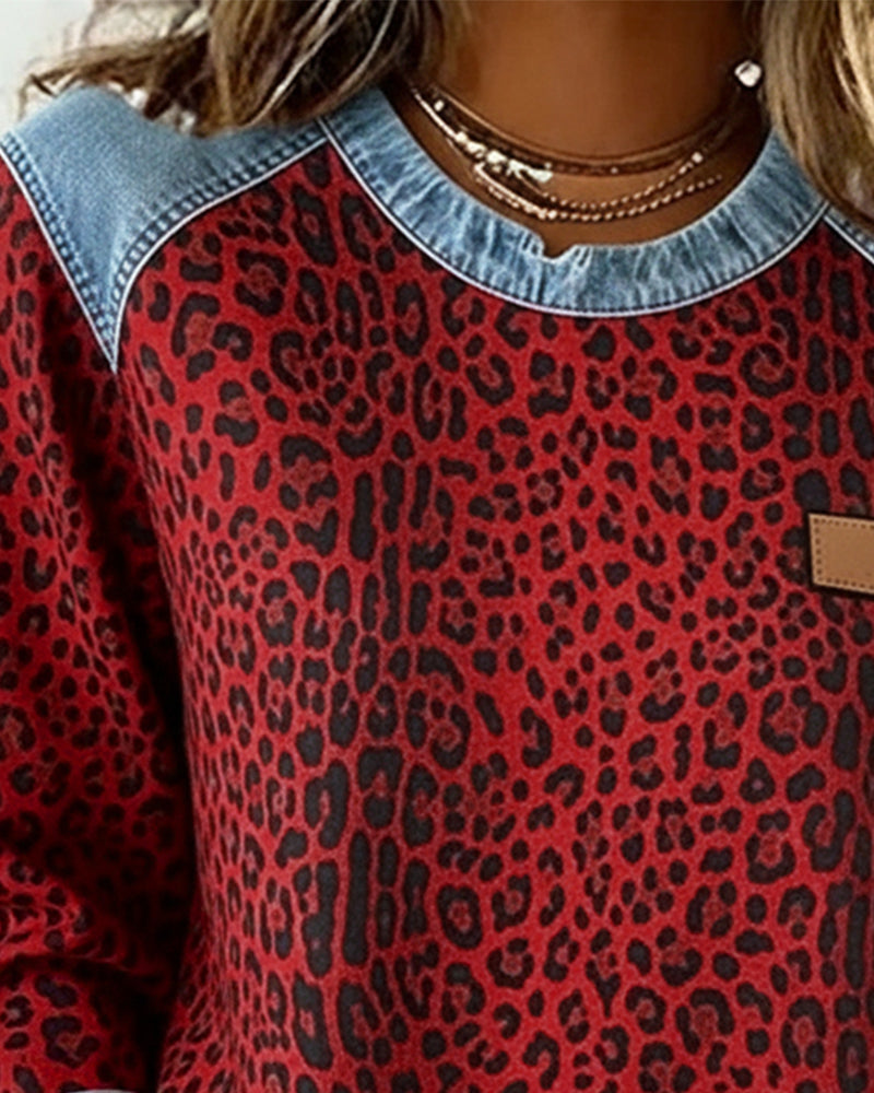 Karine - Pull Chic Léopard Patchwork