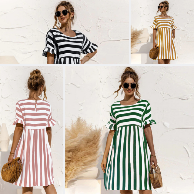 Stéphanie - Robe Rayée Chic