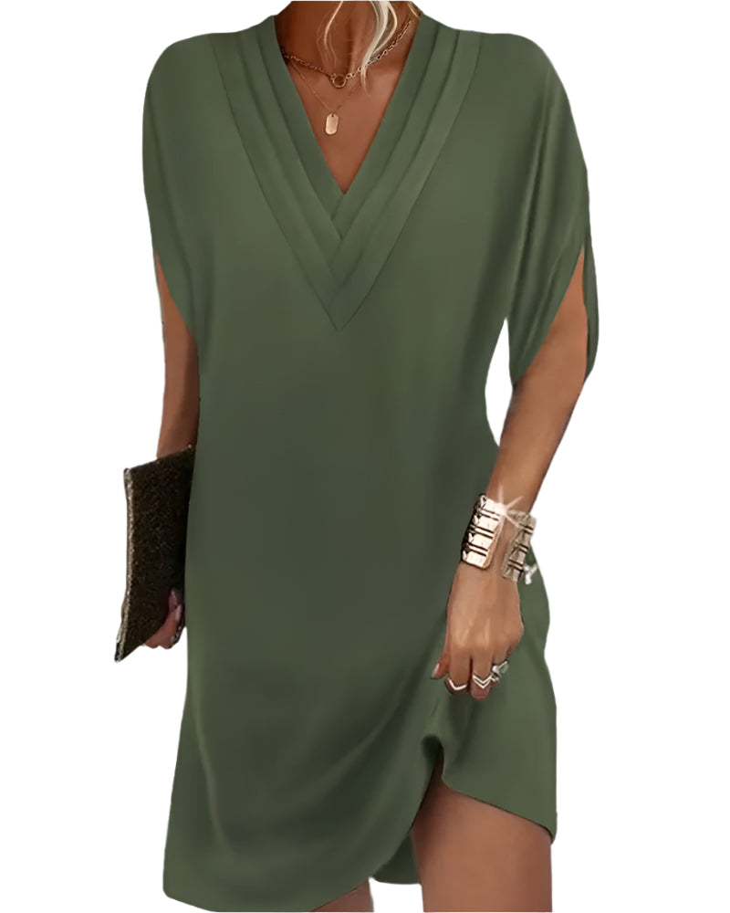 Marianne - Robe col V - Flatteuse, Coton doux - Femme