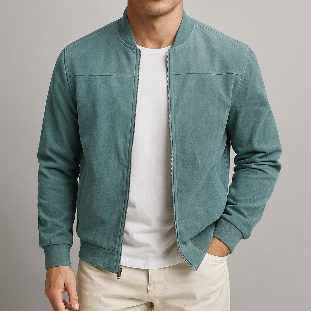 Vincent - Veste Élégante Daim Col Montant