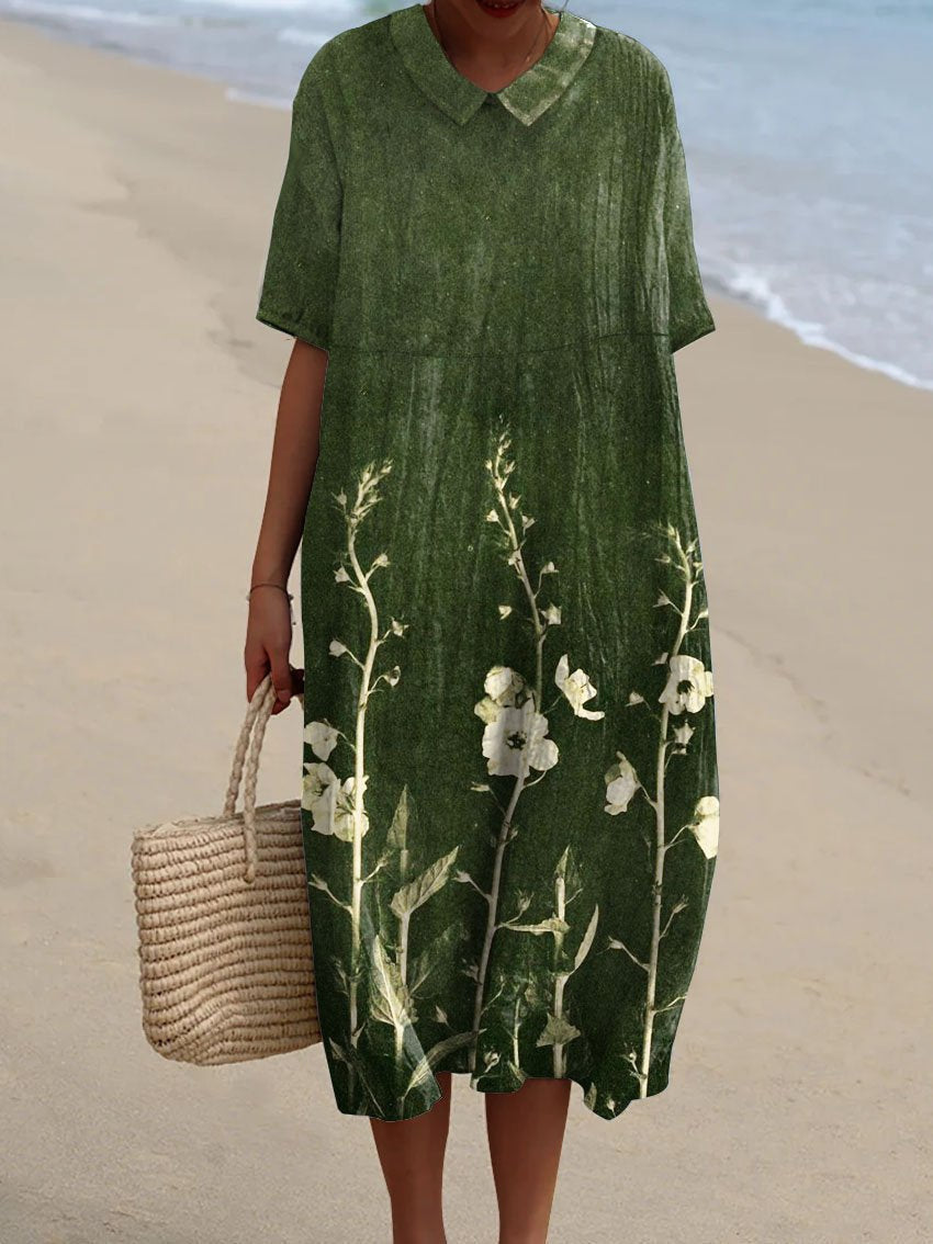 Lucie - Belle Robe en Lin Fleurie Femme