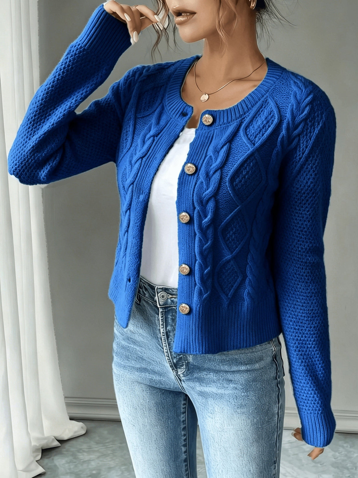 Christine - Cardigan Élégant Torsadé Boutonné