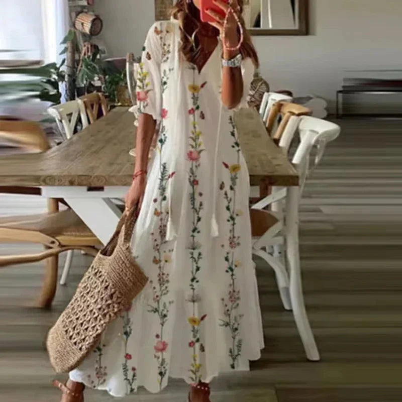 Julie - Robe Maxi Femme Bohème Fleurie