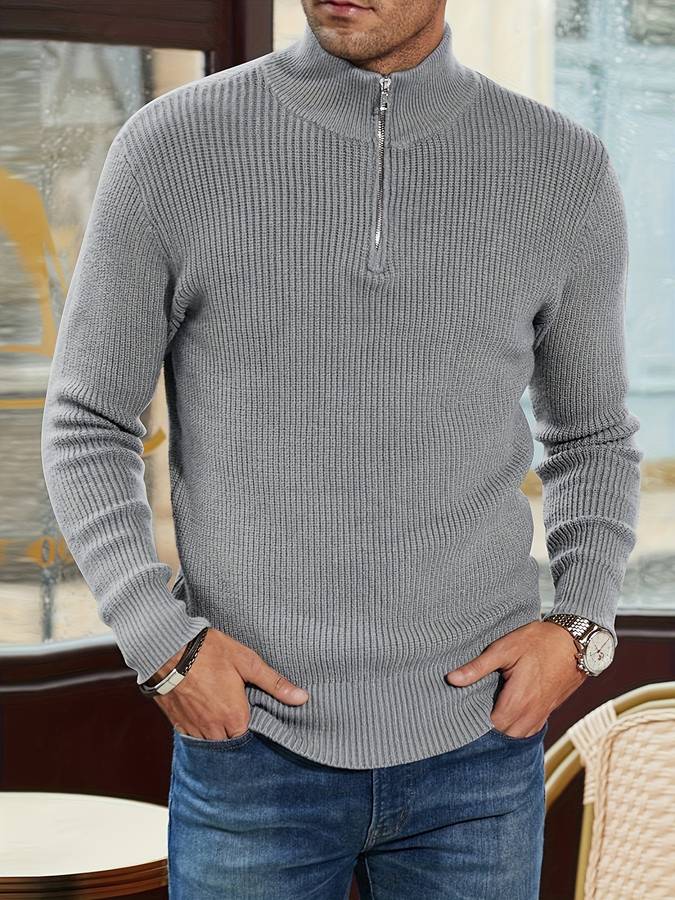 Michel - Pull Élégant Col Montant Grosse Maille