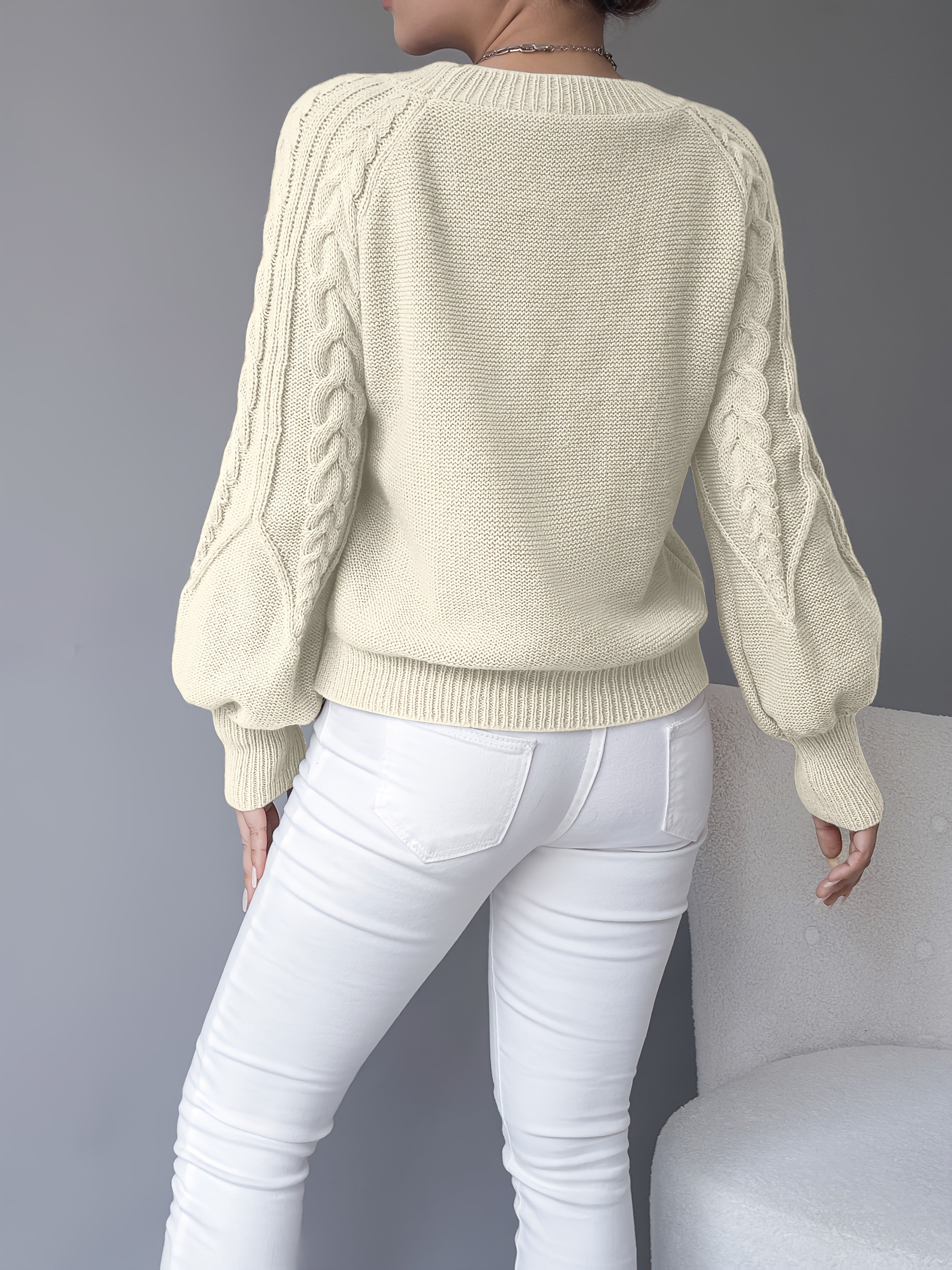 Nathalie - Pull Élégant Torsadé Manches Bouffantes