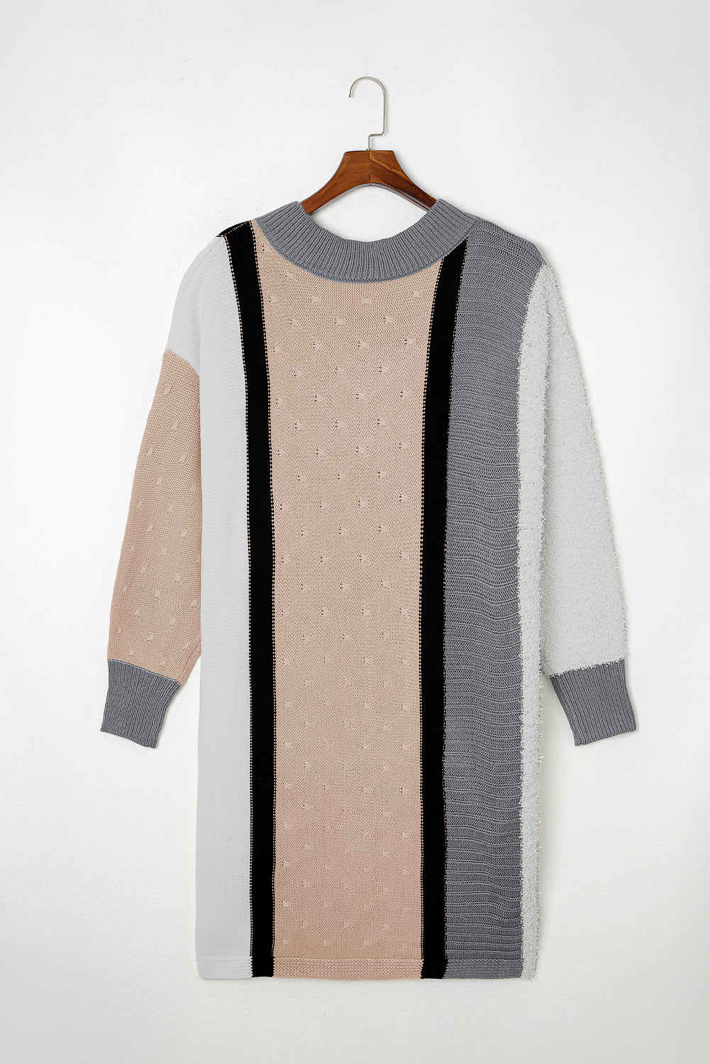 Laurence - Robe pull oversize - Bouclé, Blocs de couleurs, Femme