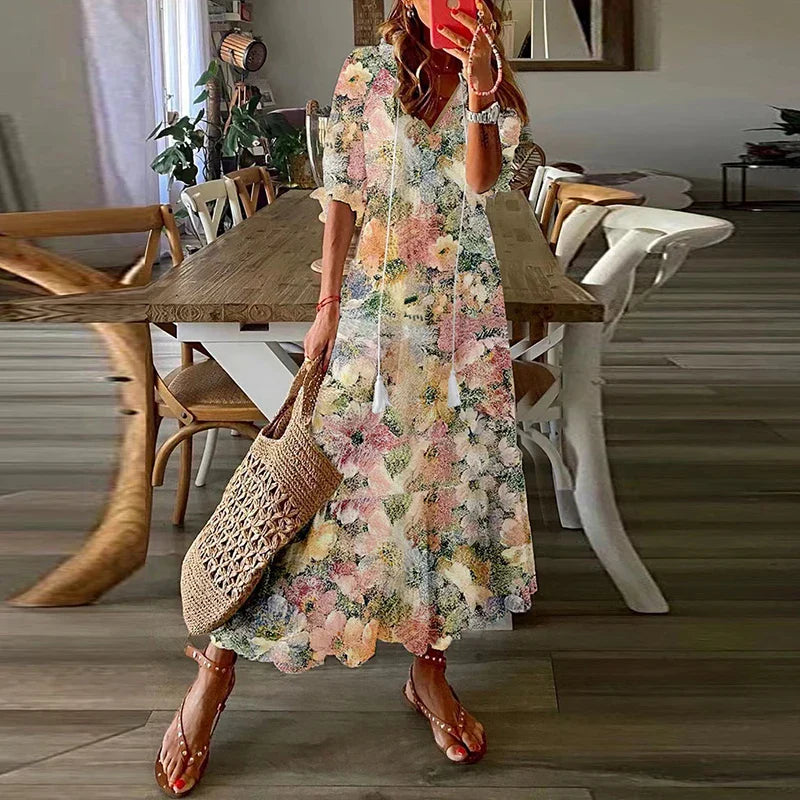 Julie - Robe Maxi Femme Bohème Fleurie