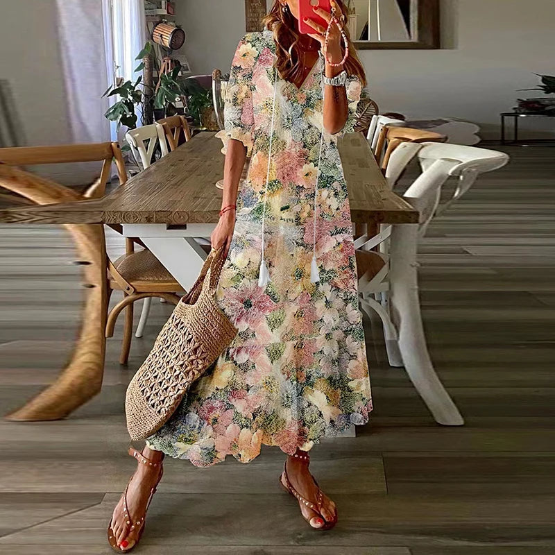 Julie - Robe Maxi Femme Bohème Fleurie