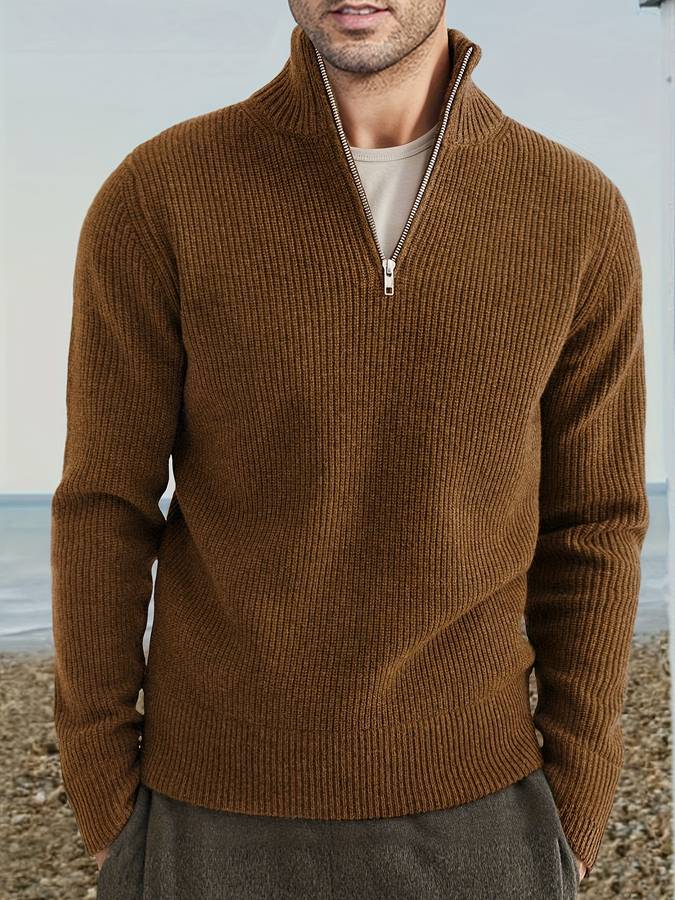 Michel - Pull Élégant Col Montant Grosse Maille