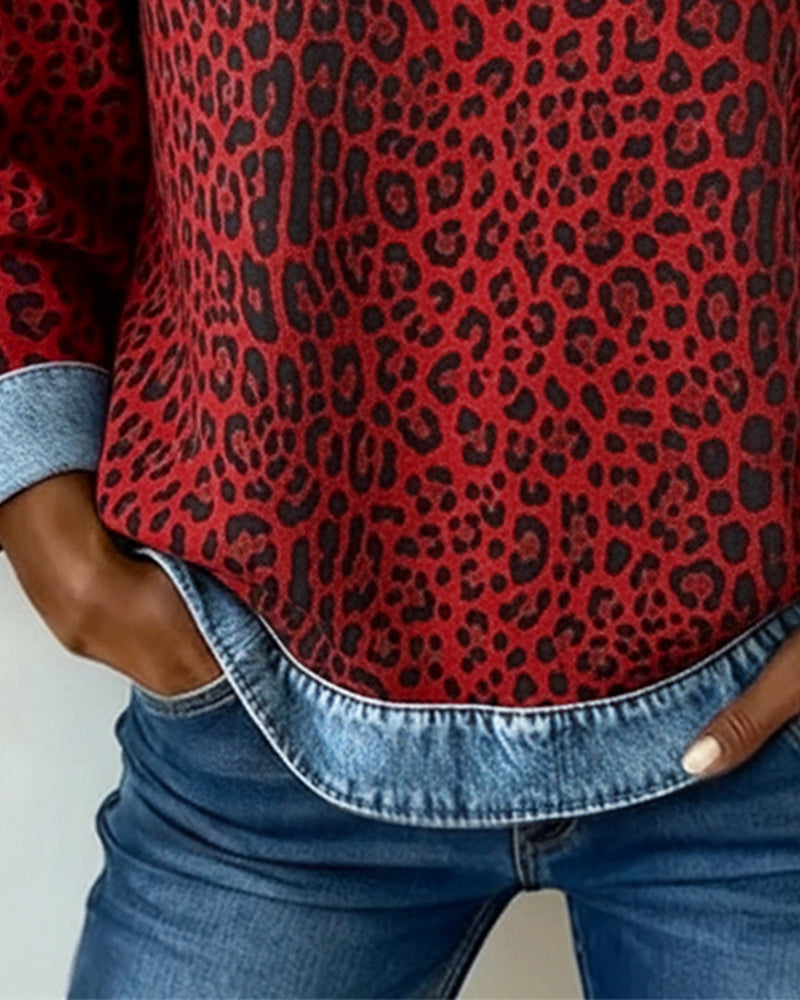 Karine - Pull Chic Léopard Patchwork