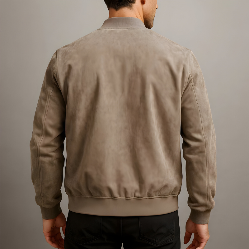 Vincent - Veste Élégante Daim Col Montant