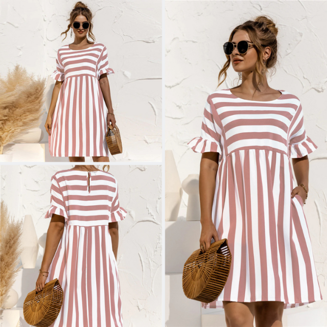 Stéphanie - Robe Rayée Chic